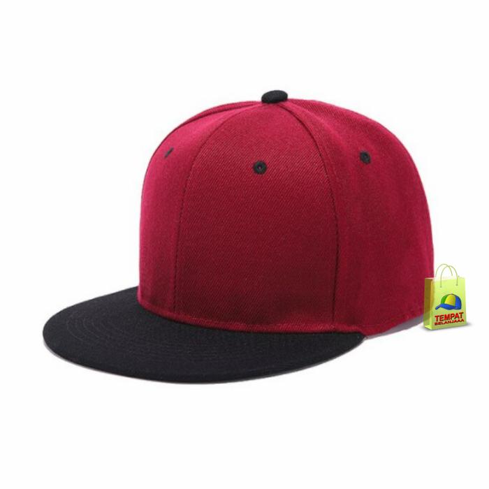 Gambar Topi Pria Snapback Original Premium Best Seller Polos - Hitam Merah dari ma hat collection undefined Tokopedia