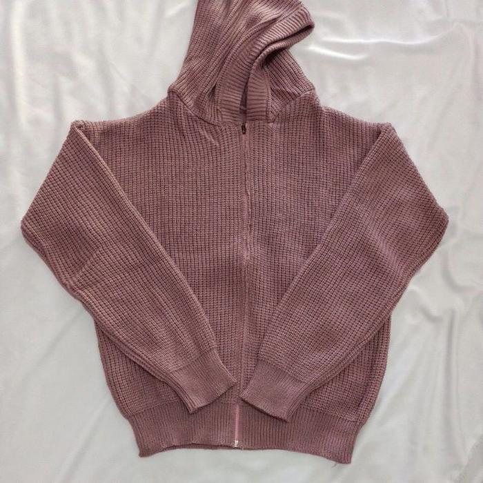 Gambar JAKET HOODIE RAJUT OVERSIZE RESLETING PREMIUM TEBAL HANGAT / 7 GAUGE - nila dari lattinashop undefined Tokopedia