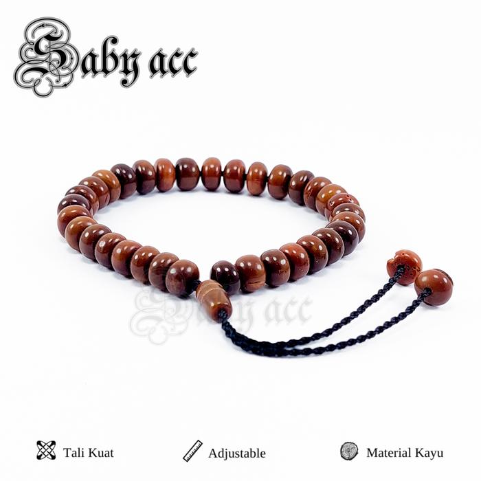 Gambar Gelang Tasbih Kayu Kaukah / Kokka 33 Butir Model Donat Asli Original - Cokelat dari Saby Acc undefined Tokopedia