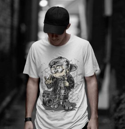 Gambar Kaos Distro Premium Pria - Nobita HipHop Style - Putih, S dari Ganz Cloth undefined Tokopedia