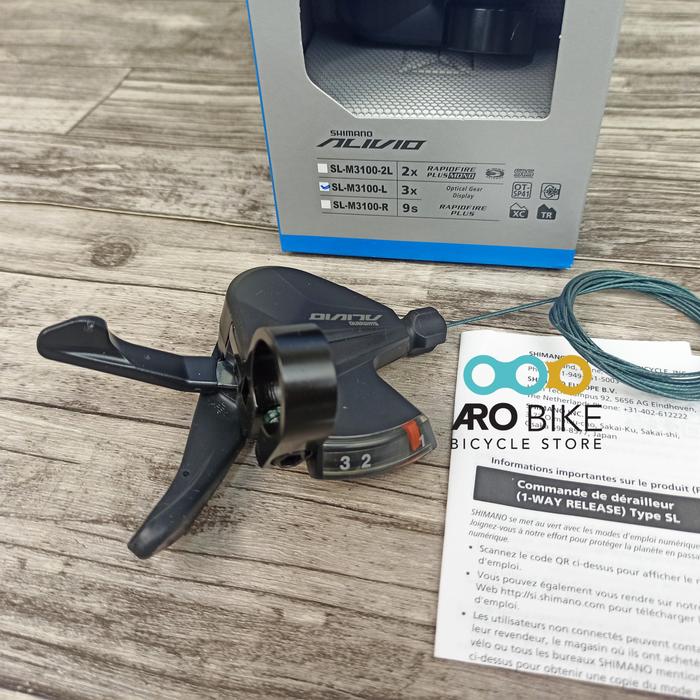 Leva Cambio Sinistra Shimano Alivio SL-M3100-L | 3 Velocità | Rapidfire Plus | Cavo 1800mm