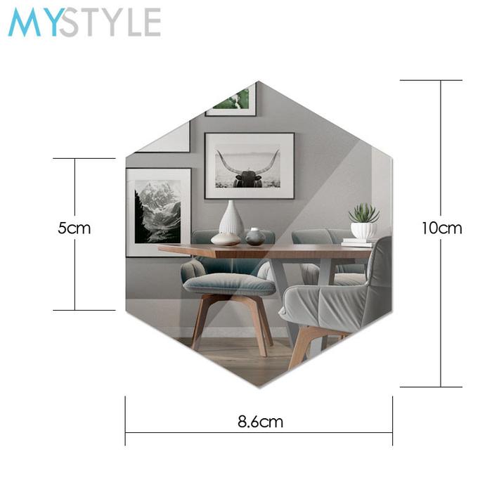 Gambar KACA CERMIN HEXAGONAL TEMPEL PER 12 PC WALL MIRROR STICKER - 10x8.6x5cm dari MYSTYLE_NEW undefined Tokopedia