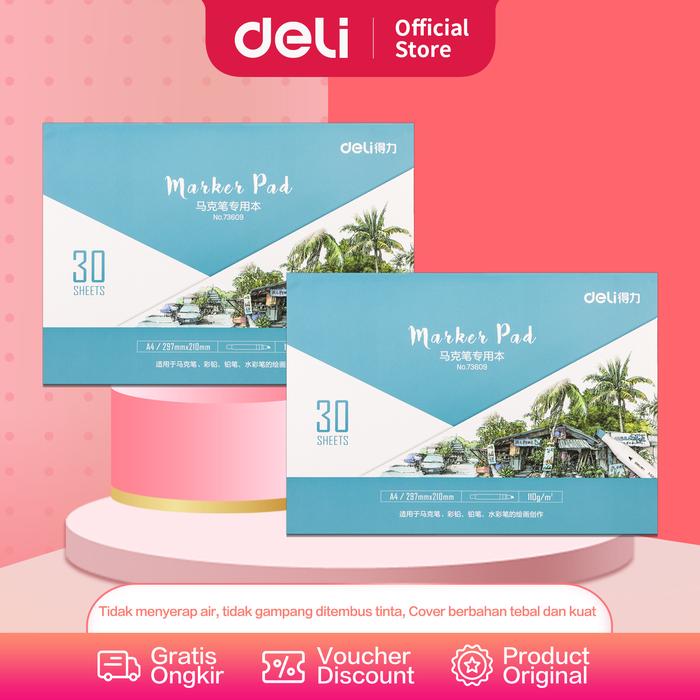Gambar Deli Marker Pad/Drawing Paper/Buku Gambar Untuk Spidol 30Lmbr 73609/10 - TYPE A4 dari Deli Stationery Indonesia undefined Tokopedia