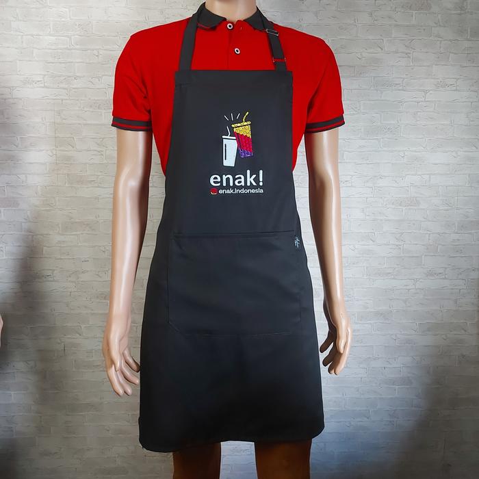 Gambar Celemek hitam dan bordir logo - hitam 01 dari hadriancollectionstore undefined Tokopedia