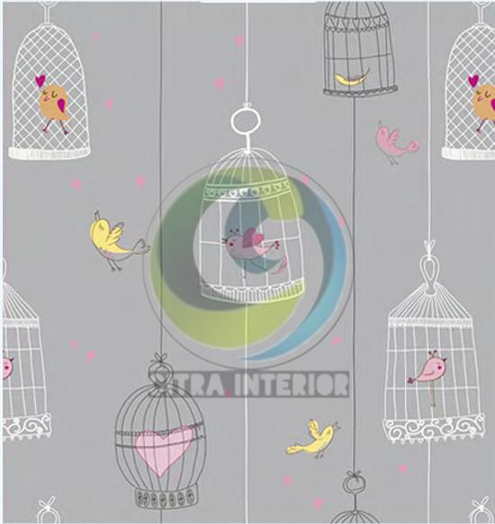 Gambar WALLPAPER DINDING ANAK MOTIF BURUNG LUCU - Abu-abu D8-4 dari citrainteriorwallpaper undefined Tokopedia