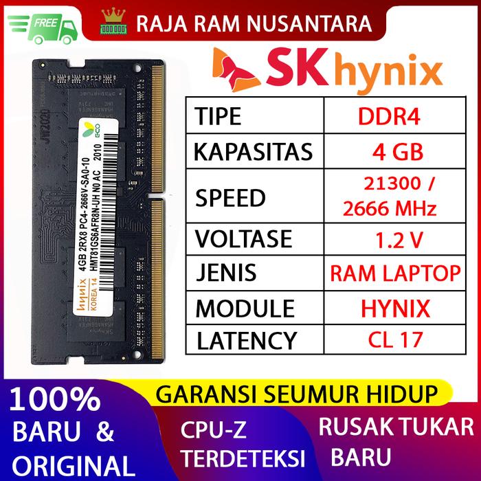 Jual RAM LAPTOP HYNIX DDR4 4GB PC 21300 2666 MHz ORI GAMING RAM