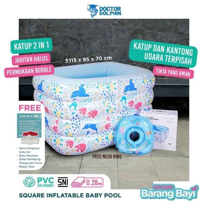 Gambar Doctor Dolphin Square Inflatable Baby Pool / Kolam Renang Bayi / Kolam - Kolam New dari goodwaytoys undefined Tokopedia