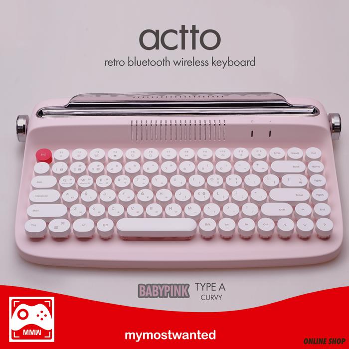 Gambar ACTTO Keyboard bluetooth wireless keyboard retro typewriter PINK - A.CURVY dari mymostwanted undefined Tokopedia