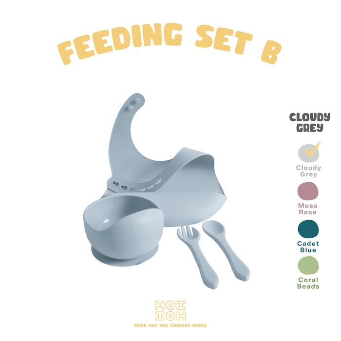 Gambar Hoi Hoi Mini Feeding Set B - Perlengkapan Makan MPASI Bayi Set Mini B - Cloudy Grey dari Hoi Hoi undefined Tokopedia