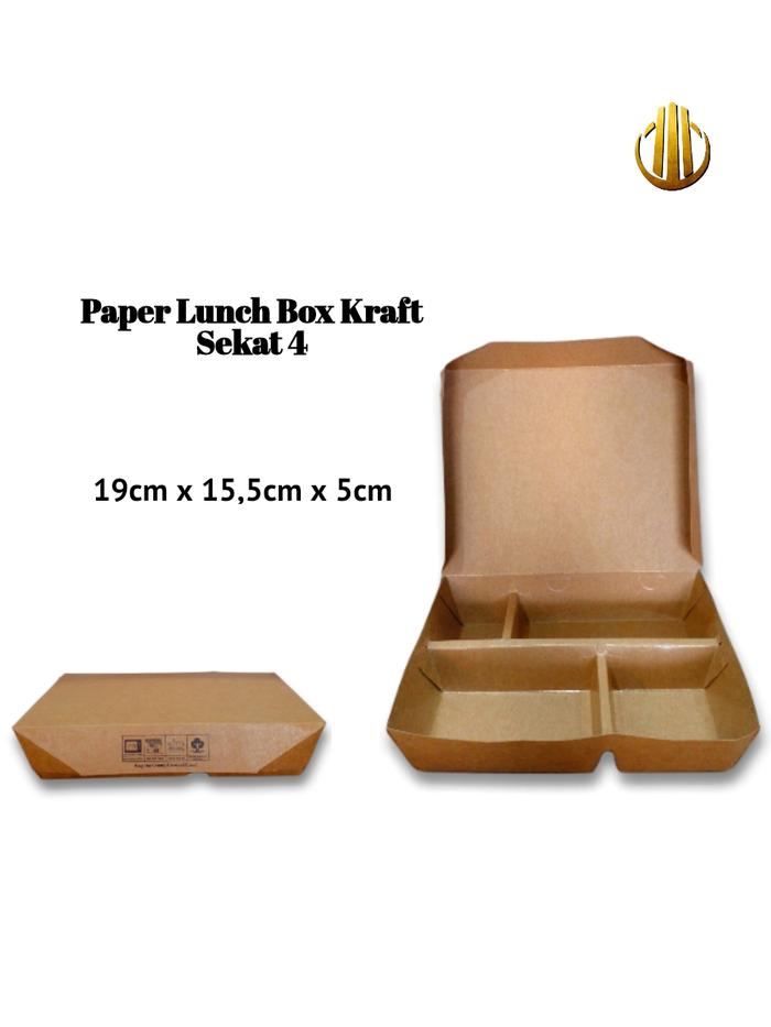 Gambar Kotak Nasi Coklat Sekat 4/Paper Lunch Box Kraft Sekat 4 dari kemasan cantik undefined Tokopedia