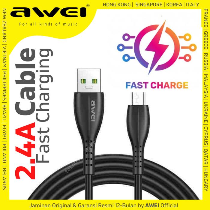 Promo Awei Fast Charging / Data Cable Micro Usb 1M - Kabel 5V 2.4A - Kota  Tangerang - Awei Official Store | Tokopedia