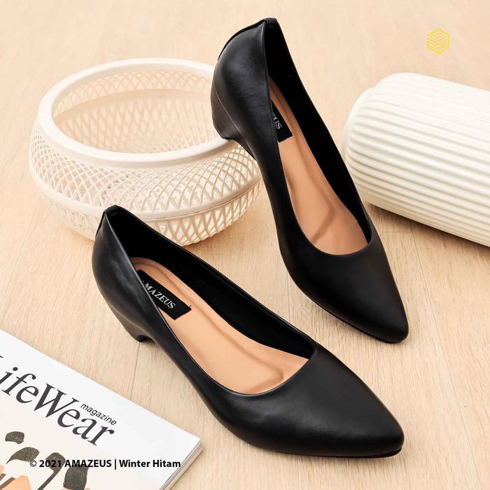 Gambar Amazeus WINTER High Heels 3 Cm Sepatu Wanita - Hitam, 36 dari amazeus undefined Tokopedia