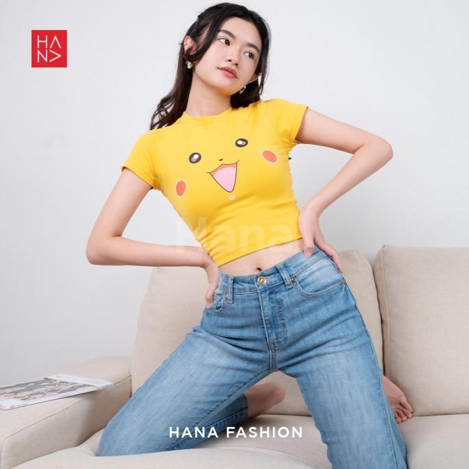Gambar HanaFashion - Pokemon Crop Top Kaos Murah Wanita - CT108 - Yellow Pikachu, S dari alonzoteoo undefined Tokopedia
