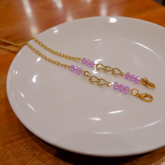 Gambar Strap Masker Rantai Kalung Konektor Masker Lilac Series - LILAC GOLD A dari Nyamannya Official Store undefined Tokopedia