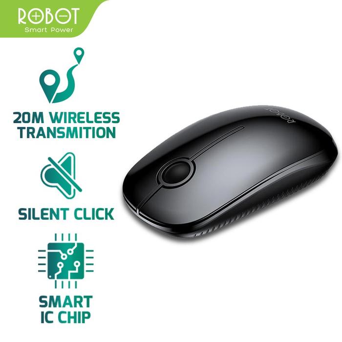 Gambar Mouse Wireless ROBOT M330 2.4GHz Silent Optical 1600DPI Original - Hitam dari specialdealshop undefined Tokopedia