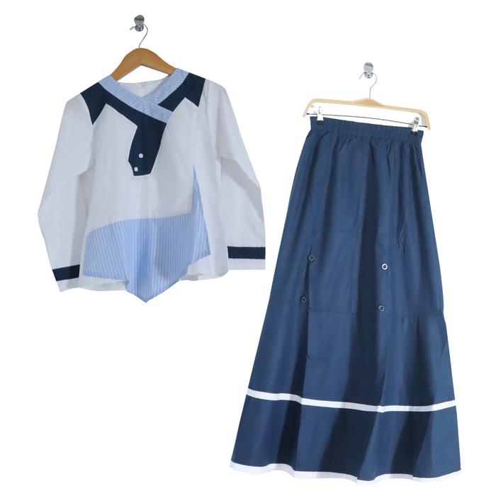 Gambar Lunan GO Setelan Rok Katun Premium Kode LG 738 - Navy, L dari lunangoofficial undefined Tokopedia