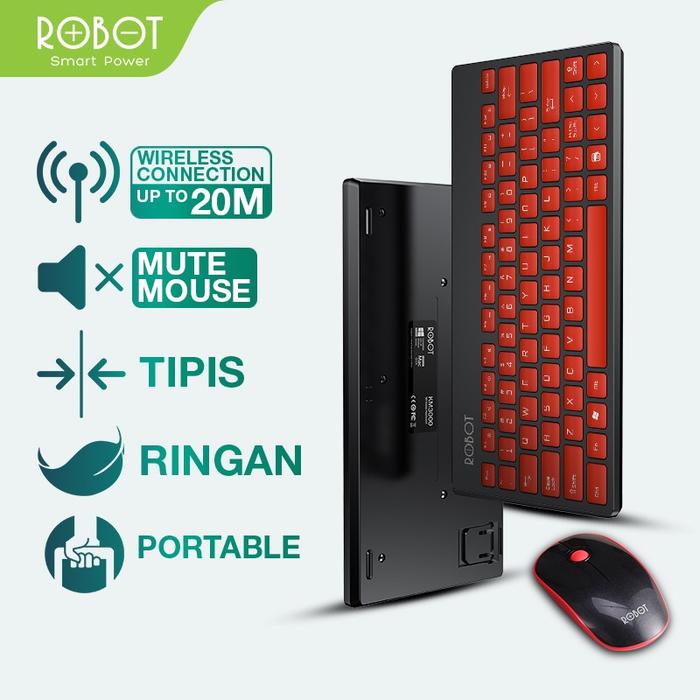 Gambar Robot KM3000 Portable Mini Wireless Keyboard & Mouse Combo - Merah dari specialdealshop undefined Tokopedia