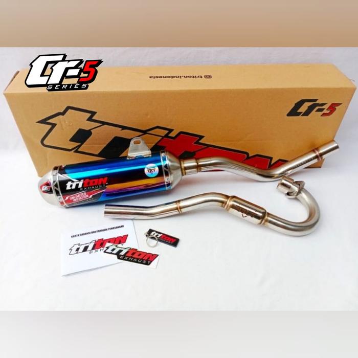 Gambar knalpot crf 150 klx 150 wr155 original triton exhaust - blue, KLX 150 dari BMB Knalpot Original undefined Tokopedia