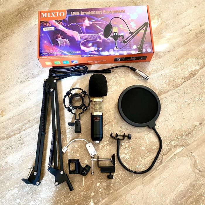 Gambar BM800 ORIGINAL Full Paket recording Microphone Condenser Live - MIXIO BM800GOLD dari 4acc undefined Tokopedia