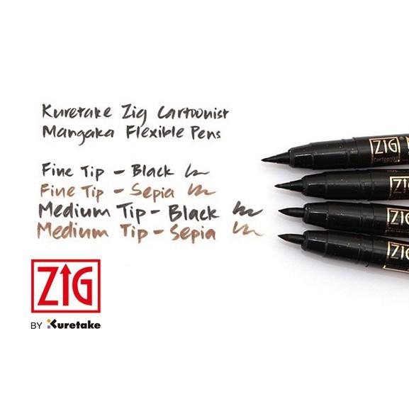 Jual ZIG Kuretake Mangaka Flexible Fine Black/Sepia (CNMF) Fine - Main Image