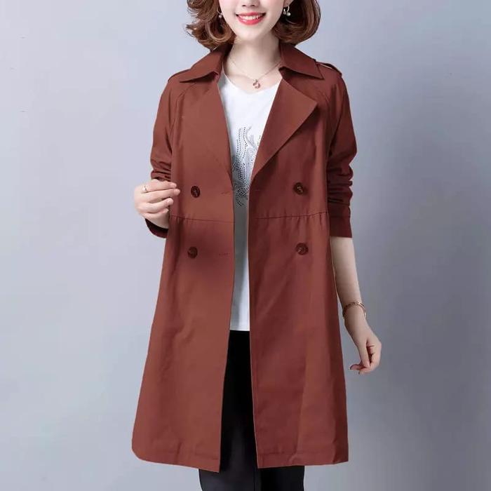 Gambar blazer wanita long coat (w236) coat blazer panjang jas wanita - merah bata, S dari VE fashion undefined Tokopedia
