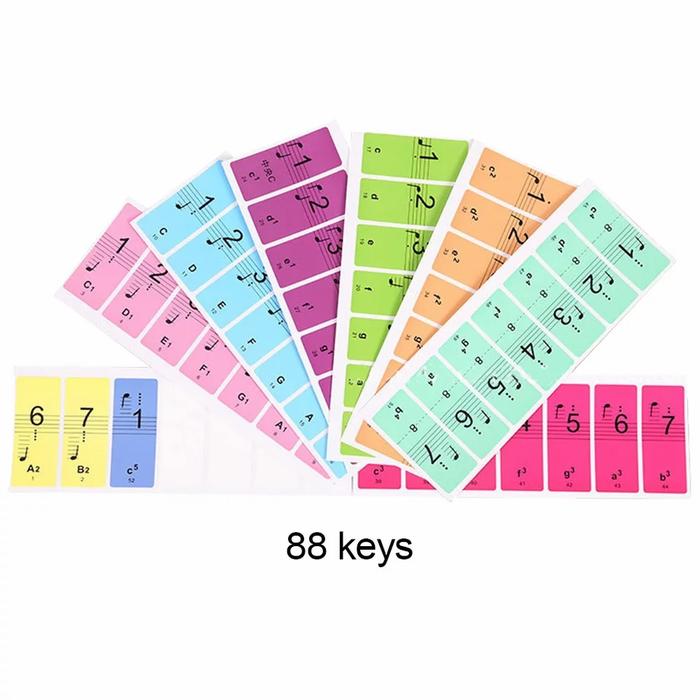 Gambar Stiker Sticker Label Tuts Nada Piano Keyboard Warna - WARNA WARNI, 88 Keys dari MELODY.MUSIK undefined Tokopedia