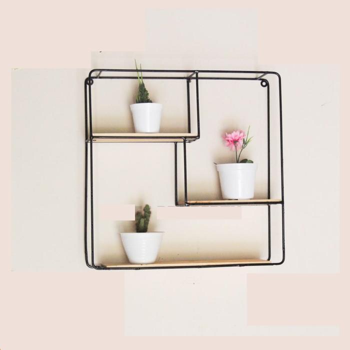 Gambar Rak Dinding Cafe Shelf / Rak Dinding Kotak Kotak Minimalis Hitam Putih - Hitam dari DecorAntik undefined Tokopedia