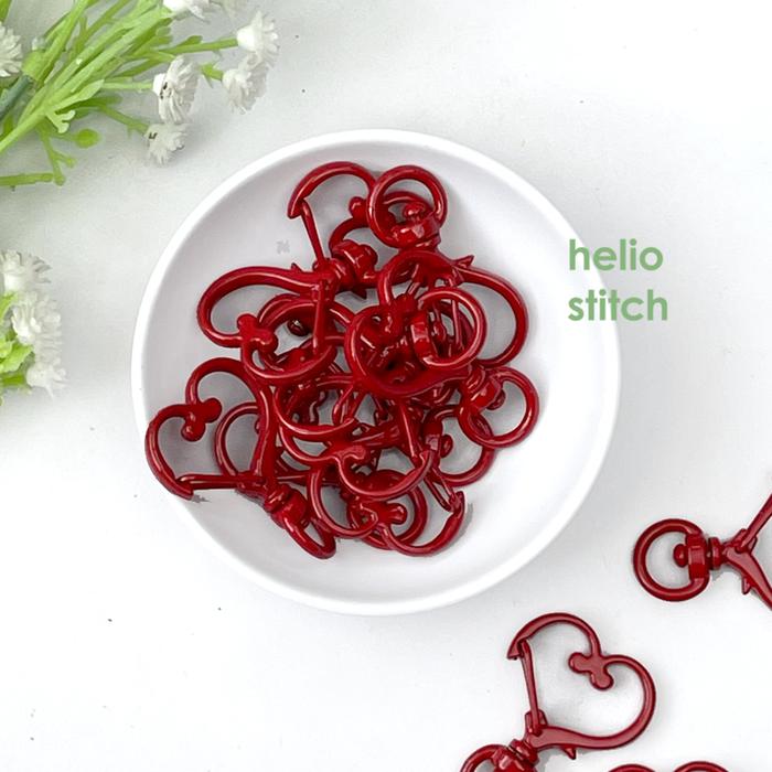 Gambar Kait Lobster Clasp Hati Love Heart - Red dari Helio Stitch undefined Tokopedia