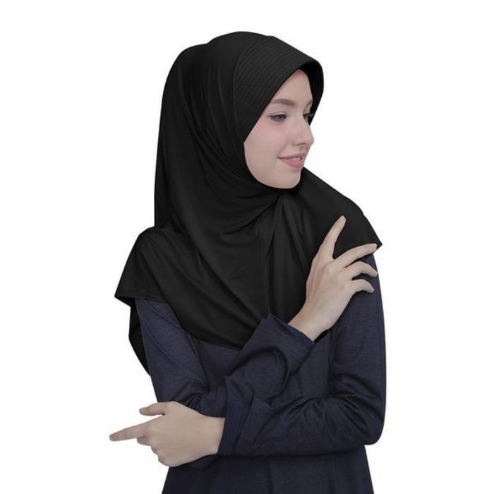 Gambar Jilbab Insant /Hijab Instan Bergo Polos zoya Marsha HL casual Ori - Hitam dari Hijab Plaza undefined Tokopedia