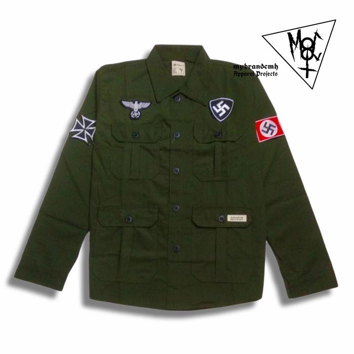 Gambar coach jacket jaket Trucker semi parka hijau army Germain Hitler - Na-Zi tipe A, M dari mybrandcmh undefined Tokopedia