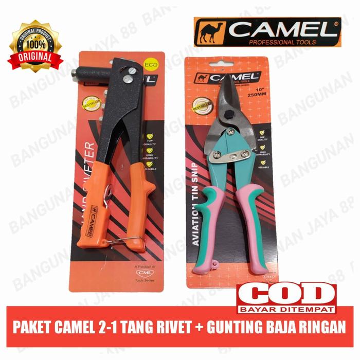 Gambar Paket Set TEKIRO (2pc)Tang Rivet/Gunting Baja Ringan/Gunting Holo - Camel dari Bangunan jaya 88 undefined Tokopedia