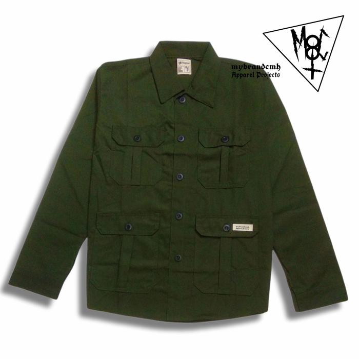 Gambar coach jacket jaket Trucker semi parka hijau army Germain Hitler - polos(no patch), M dari mybrandcmh undefined Tokopedia