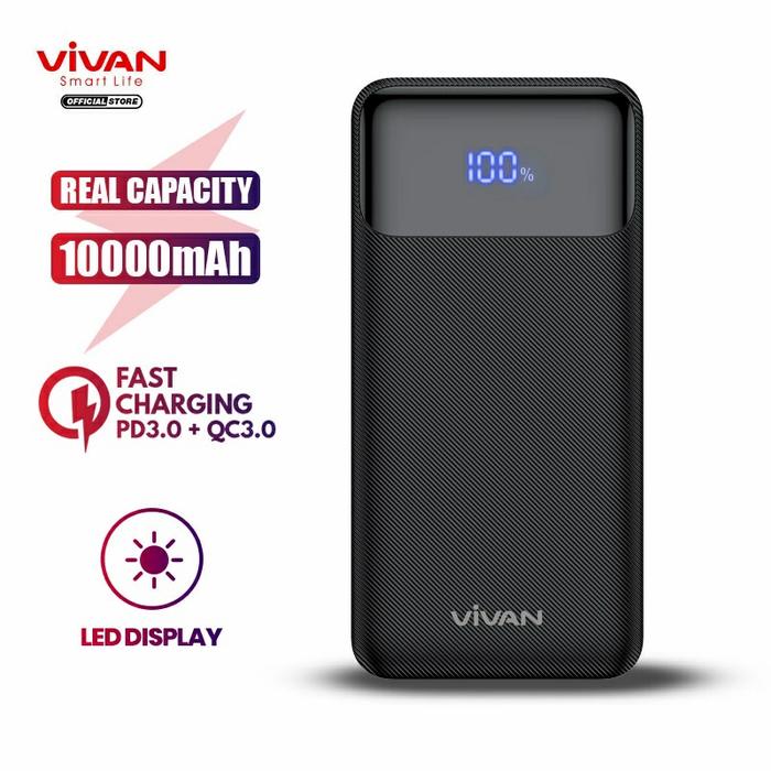 Gambar Powerbank VIVAN VPB-X10 10.000mAh 20W 3 Output Dual Input PD+QC3.0 - Hitam dari Firstcomcell undefined Tokopedia