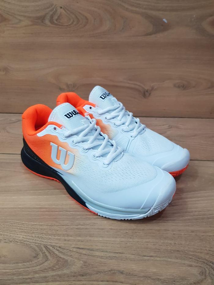 Gambar SEPATU TENIS PREMIUM WILSON RUSH BNIB PREMIUM VIETNAM - white orange, 43 dari fianie shoes undefined Tokopedia
