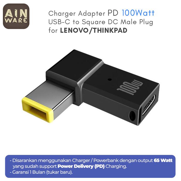 Gambar Charger Adapter PD 100W USB Type-C to Square DC Male Plug for Lenovo dari AinWare undefined Tokopedia