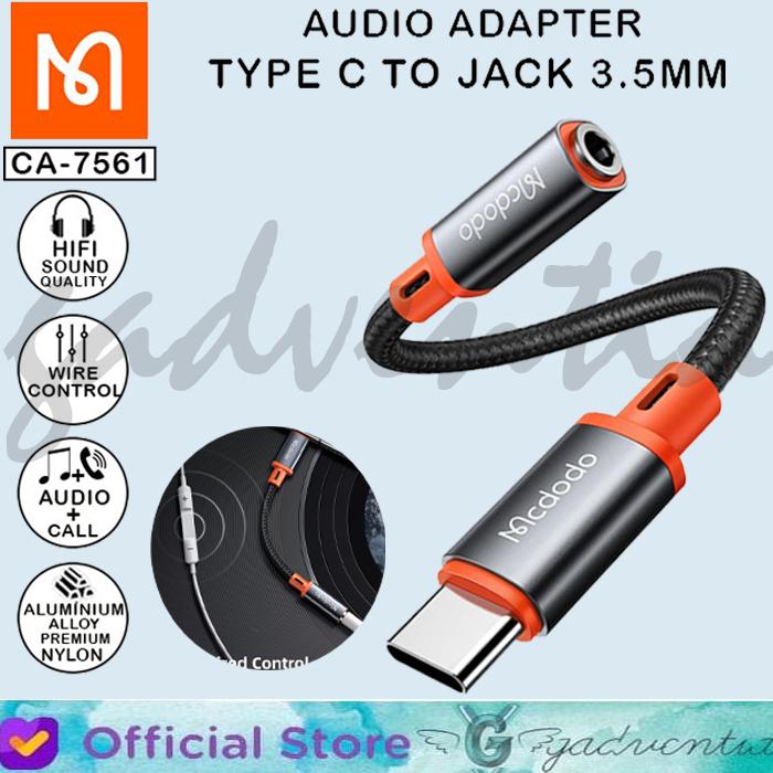 Gambar Mcdodo Audio Converter Type C to 3.5mm Jack Headset Earphone Music - MCDODO CA-7561 dari GADVENTIA undefined Tokopedia