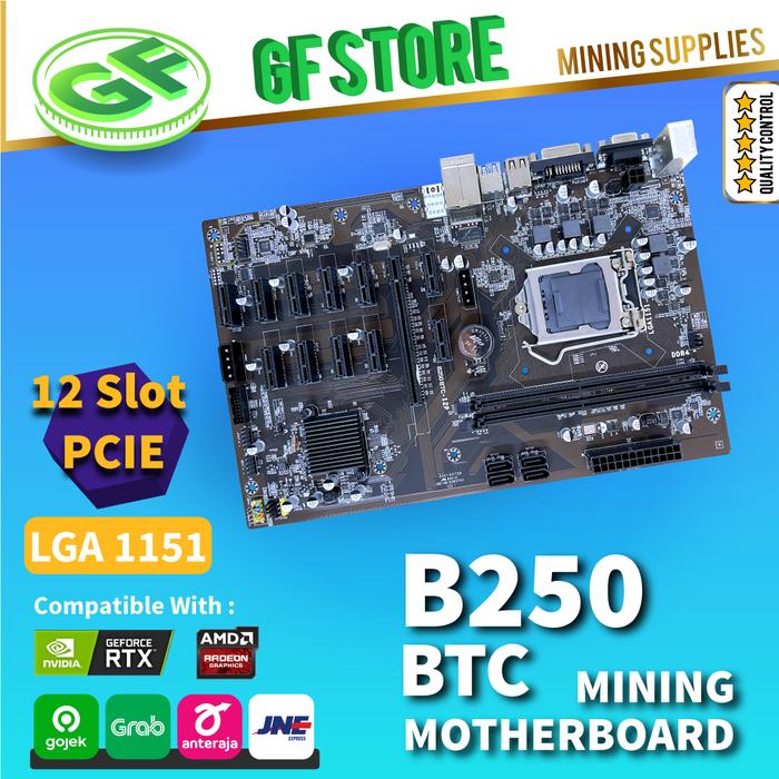 Gambar Mining Motherboard B250 BTC - LGA 1151 - 12 GPU VGA Mining - G4400, Tanpa Memory dari GF Retail Store undefined Tokopedia