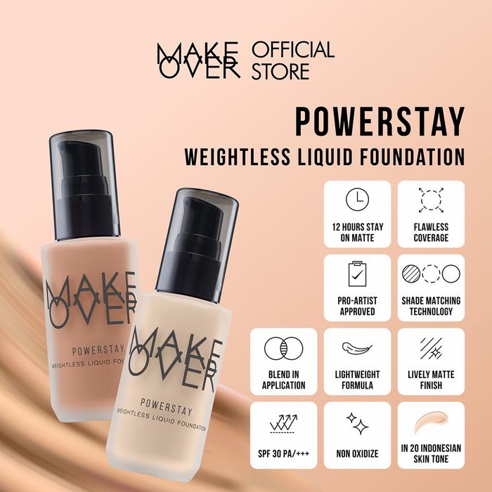 Gambar MAKE OVER Powerstay Weightless Liquid Foundation 33 ml - series W - W60 dari Livia Cosmetics undefined Tokopedia