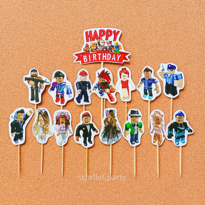 Gambar PAKET DEKORASI ROBLOX HBD HAPPY BIRTHDAY HIASAN DEKORASI ULANG TAHUN - Topper dari Scarllet Party undefined Tokopedia