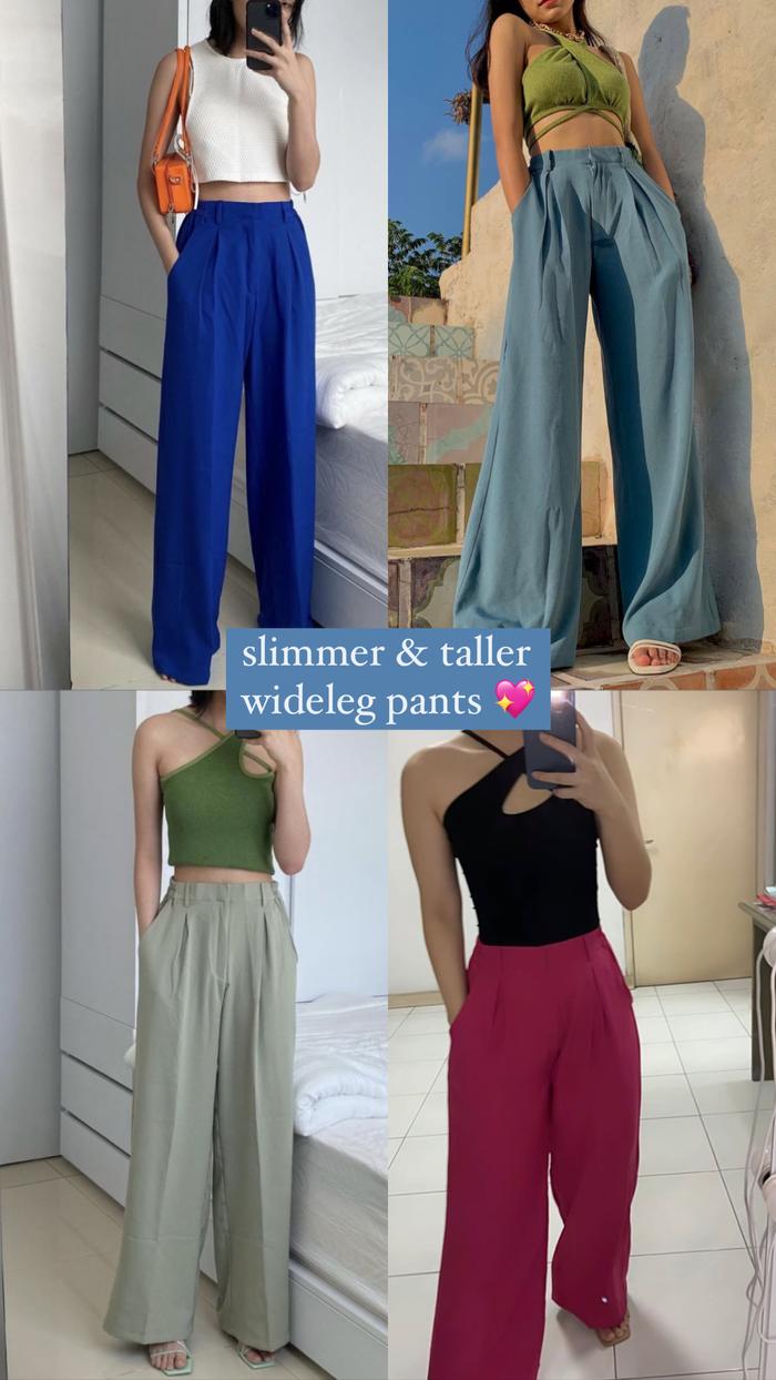 TALLER WIDE LEG PANTS - Brown 