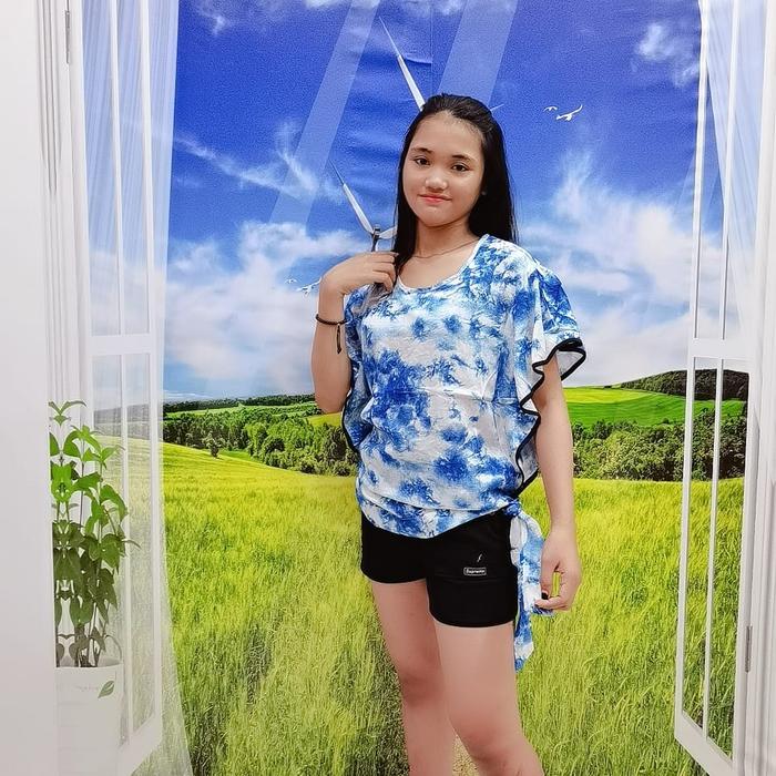 Gambar sj BLOUSE ATASAN FASHION WANITA TERBARU MOTIF TIE DYE 1152 | REALPICT - BLUE dari SJ-LARIS_MANIS undefined Tokopedia