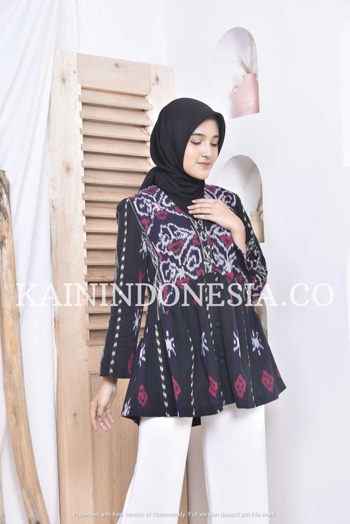 Gambar KI Atasan Wanita Lengan Panjang Tenun Jihan Safiyya Navy - Hitam, 4 dari KainIndonesiaco undefined Tokopedia