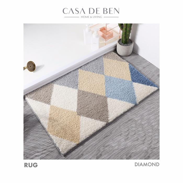 Gambar Diamond Rug / Keset Kamar Mandi Anti Slip Karpet Alas Lantai Mat Kaki - Blue dari CASADEBEN undefined Tokopedia