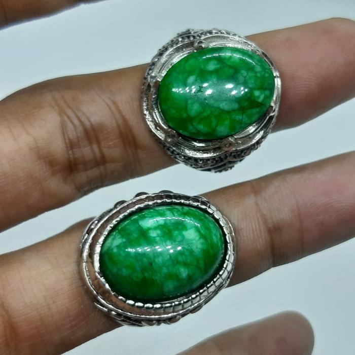 Jual batu akik batu giok emban perak Hijau, Jember