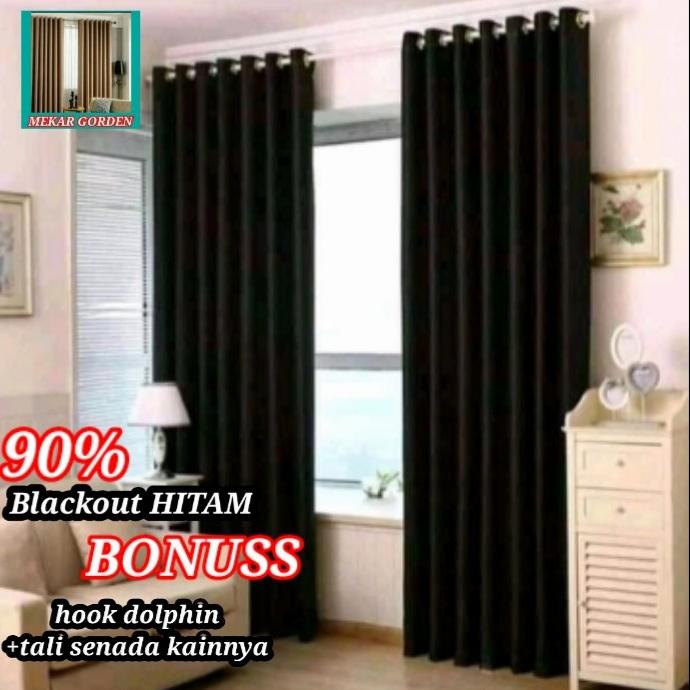 Gambar "GORDEN JENDELA"KORDEN PINTU"GORDYN SMOKRING BLACKOUT"HORDENG TERMURAH - Hitam, L100cm x T125cm dari MEKAR GORDENG undefined Tokopedia