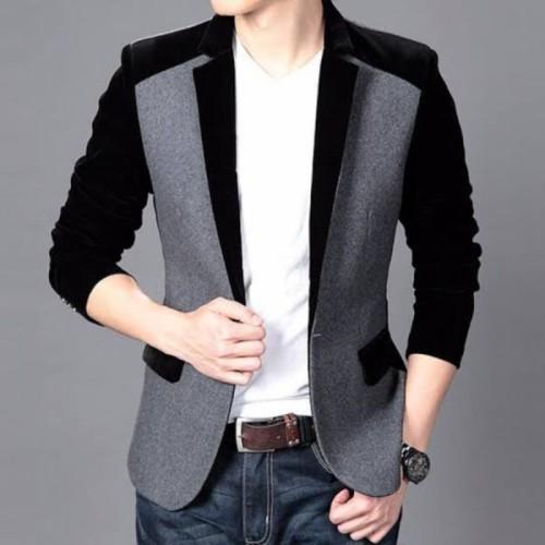 Gambar JAS PRIA/BLAZER LAKI LAKI/BLAZER COWOK/JAS BLAZER MODEL SLIMPIT - black grey, XXL dari blazer cewek undefined Tokopedia