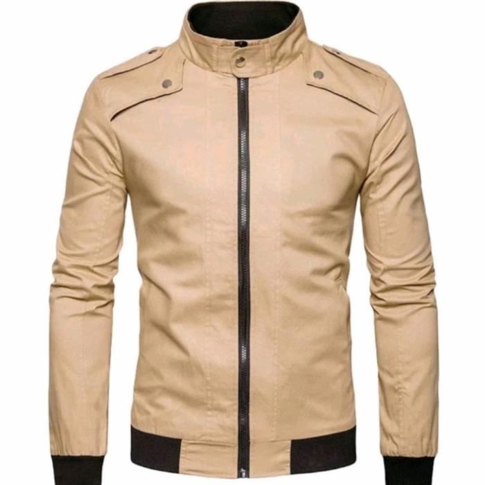 Gambar fashion pria model slim fit casual / jaket variasi / jaket terlaris - cream, S dari onestorejaket undefined Tokopedia