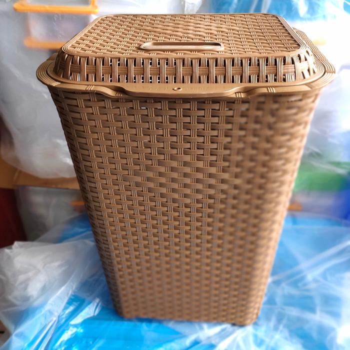Gambar Keranjang Baju Laundry Club Rotan/Keranjang Baju Plastik serbaguna - Cokelat dari MARVELL HOUSEWARE undefined Tokopedia