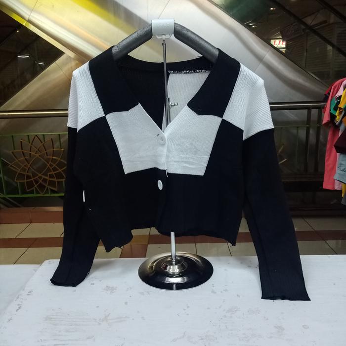 Gambar Cardigan crop rajut import wanita - Hitam, All Size dari Modele-fashion undefined Tokopedia