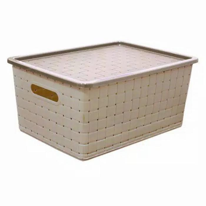 Gambar KERANJANG HAWAII LUGANO DENGAN TUTUP UK M 9251DT - Coklat Muda dari Kitchenkustore undefined Tokopedia